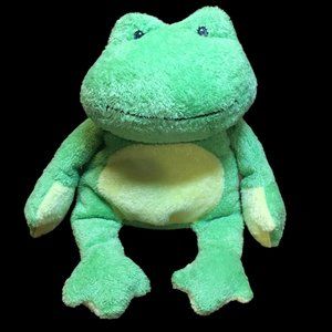 Ty Pluffies Ponds the Frog Green & Yellow Plush 2007 Pluffy -RARE Stitched eyes